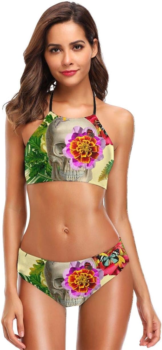 Amazon Tropical Skullレディース水着2ピースビキニセットハイウエスト水着女性用 ビキニ セパレーツ 通販