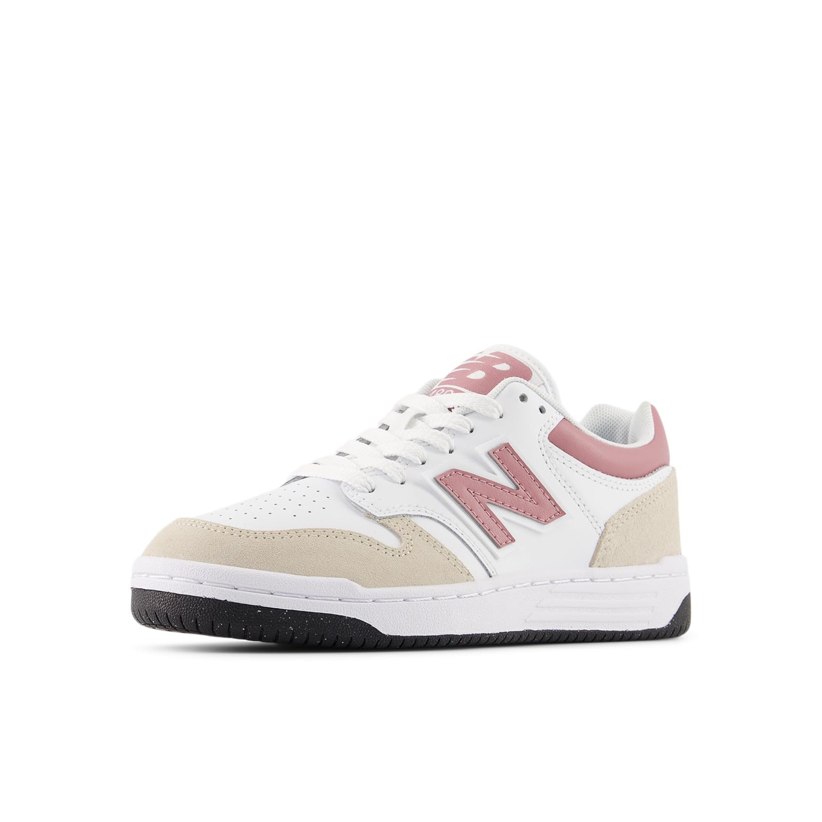 New Balance Kid's 480 V1 Lace-Up Sneaker, Nb 103 White/Rosewood, 4 W Infant Image