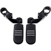 XFMT Motorcycle Highway Pegs 1.25" Short Angled Highway Footpeg Adjustable Footrest Fit For Harley Road King Street Glide Electra Glide Softail Sportster with 1 1/4" Engine Guard, Black