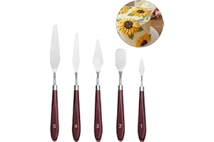 Stainless Steel Cake Scraper & Icing Spatula Set, 5-Piece Baking Decorating Tools for Cake Fondant Chocolate Art Painting