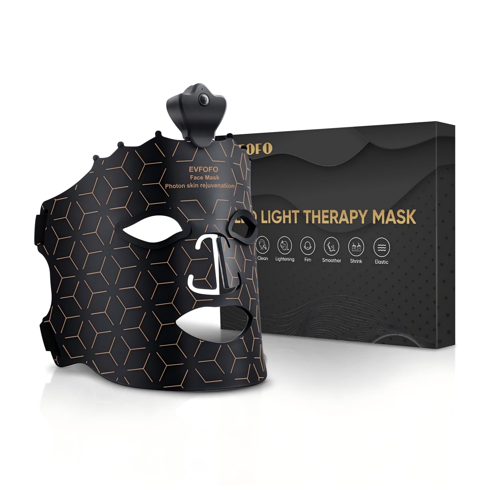 Photo 1 of EVFOFO Red Light Therapy Mask for Face, 7 Colors LED Face Mask Light Therapy At Home, Led Face Mask Light Therapy, Black
