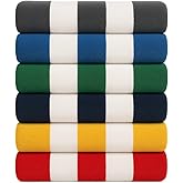 Salt Earth Cotton Striped Beach Cabana Towel, 6 Pack - 30"x60" Quick Dry Towels, Pool Essentials, Travel, Gym & Bathroom Towels, Oversized Beach Vacation Essentials (Multicolour)