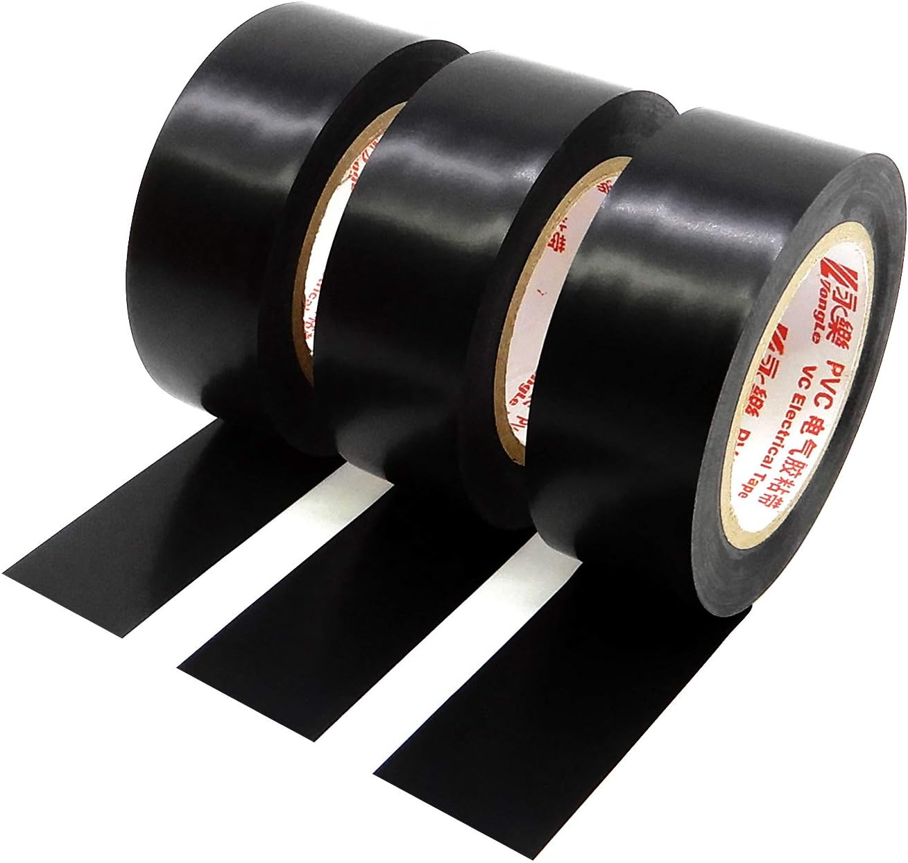 YTBUBOR Insulation Tape PVC Electrical 25mm*15m Black x 3 Adhesive Gaffer Tape