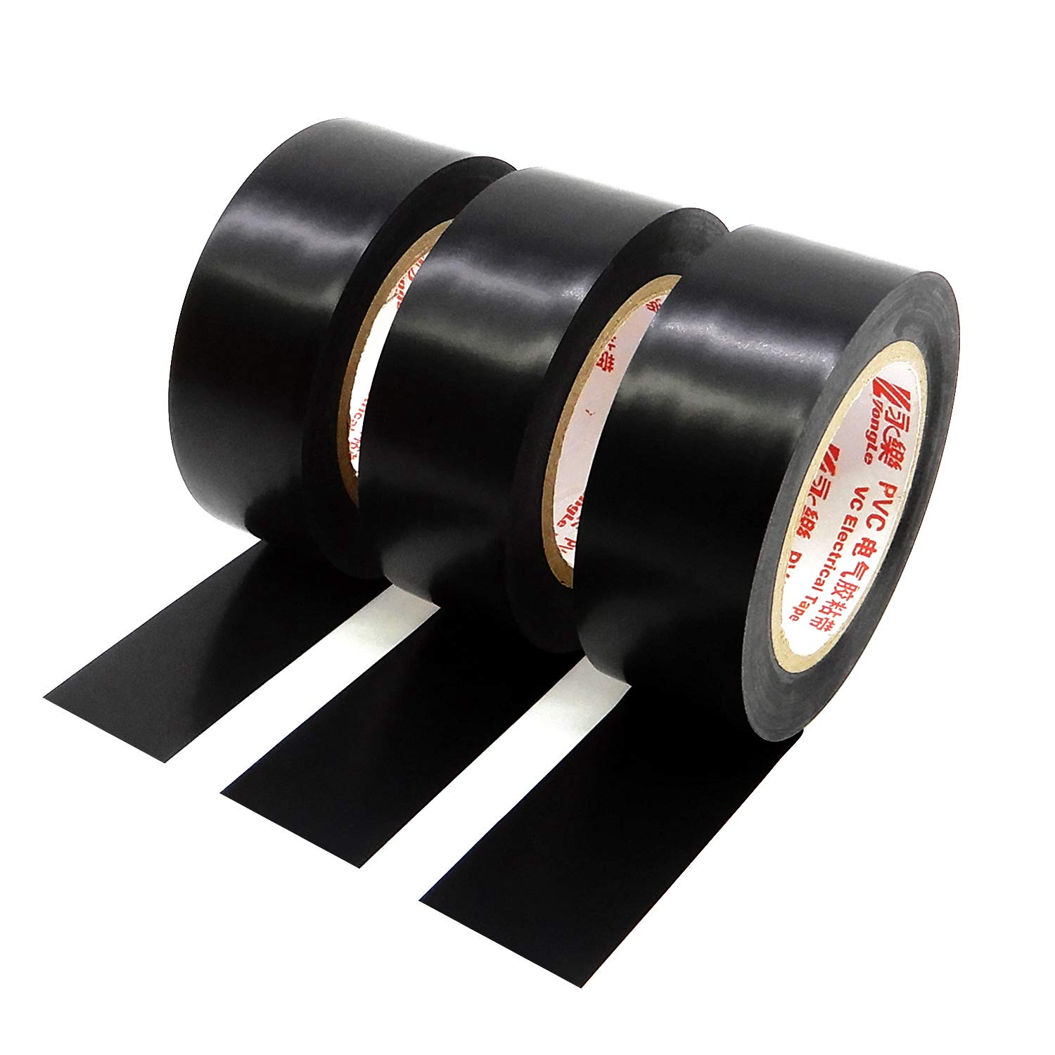 YTBUBOR Insulation Tape PVC Electrical 25mm*15m Black x 3 Adhesive Gaffer Tape