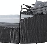 EVRE Bali 3 Piece Circular Rattan Day Bed Set with Extendable Canopy Black view 6