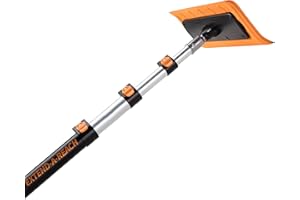 EXTEND-A-REACH 4-12 ft Telescoping Snow Roof Rake // High Reach Solar Panel Snow Removal Tool for Roofs, RVs & Cars // Heavy Duty Snow Rake for House Roof // 13.6" Scratch-Free Soft Foam Blade // Push Pull Design