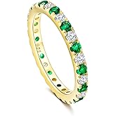 AGRULE Full Eternity Band 2.4mm Wide Sterling Silver or Gold Color Stackable Birthstone and CZ Anniversary Bands Wedding Ring for Men Women, Comfort fit and Hypoallergenic