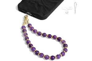 DALSTONE Authentic Gemstone Beaded Phone Wrist Strap, Detachable Phone Bracelet Strap with Tether Tab