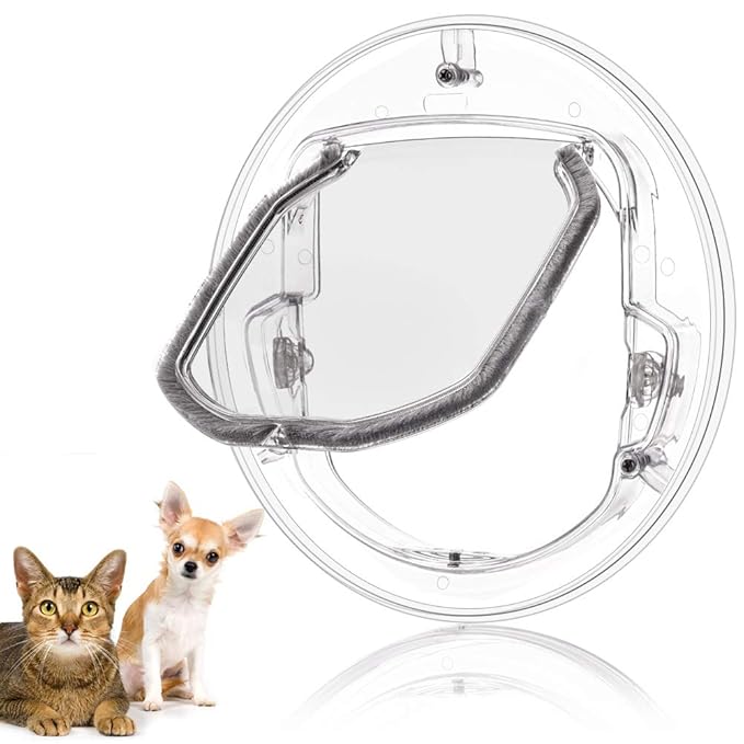 Smandy Katzenklappe Haustierklappe 4 Wege Verriegelung Haustiertüre Klare Klapptür, Robust, Wetterresistent und Einfache Inst