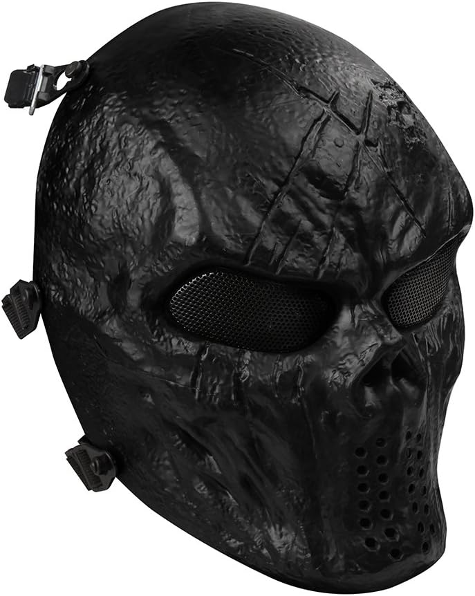 OutdoorMaster Airsoft Mask - Full Face Mask with Mesh Eye Protection (Black) : Sports & Outdoors