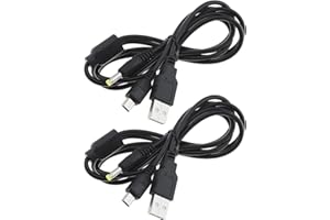 ECSiNG 2PCS 2 in 1 USB Data Charging Cable Charger Compatible with Sony PSP 1000 2000 3000 Console Portable Replacement Data 