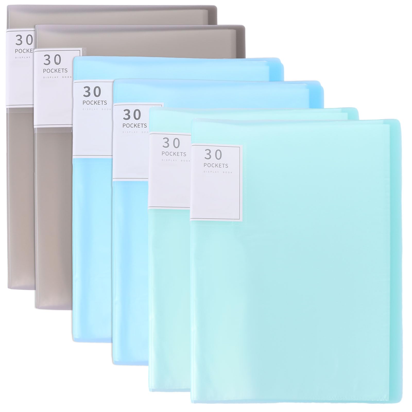ASelelcted 6Pcs A4 Display Book 30 Pockets Display Folders with Plastic Sleeves Presentation Plastic Pockets Folders for Individuals, School, Offices (3 Colours)