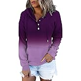 ETCYY Women's Tie Dye Hoodies Tops Long Sleeve Casual Colorblock Button Down Pullover Sweatshirt with Pocket