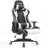 Homall Gaming Chair, Ergonomic Faux Leather High Back Office Chair, White | 300 lb Capacity, Reclines 90-155&deg; with Rocking, Headrest and Lumbar Pillow, Quiet Rolling Wheels, Easy Assembly, 360&deg; Swivel