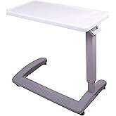 Carex Rolling Overbed Table, Hospital Bed Table, Laptop Tables for Recliner, Bed, Bedside and Sofa, Computer Tables, Hospital Tray, Adjustable with Wheels and Secure Height Adjustment