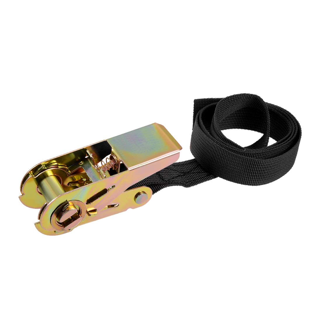 sourcing map Ratchet Tie Down Lashing Strap 1" x 3.3Ft 550lb 250Kg Load Polypropylene for Moving Securing Cargo, Black