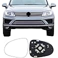 Driver Side Mirror Replacement Glass for Volkswagen VW Touareg 2011-2017,Backing Plate Power Heated Left Side View Mirror Glass for Volkswagen VW Touareg 2011 2012 2013 2014 2015 2016 2017