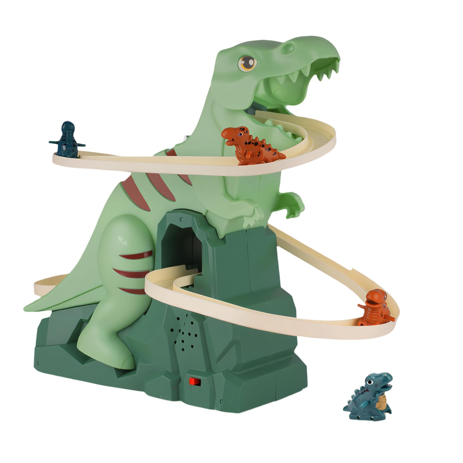 Roller Coaster Dinosaur Race Track Toy - Stair Slide Dinosaur Track Climbing Adventure Set With Race Slides, Vertical Stunt Ramp Interactive Dinosaur for Kids