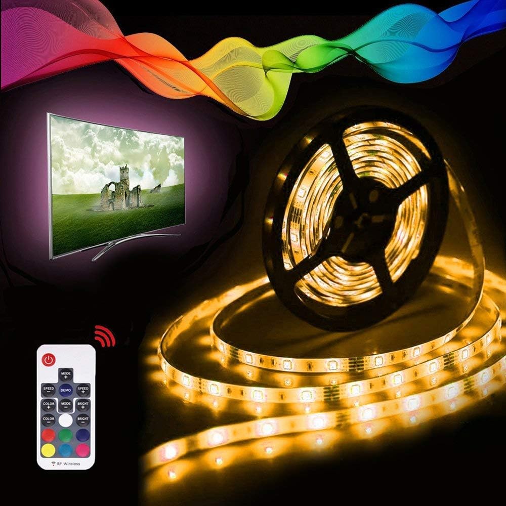 VORSTEK TV LED Light Strip,TV Backlight Strip 6.56ft/2M for 40inch-65inch HDTV 5550 USB LED TV Strip Lights Kit 60 Beads with 17 Key IR Remote,Waterproof Changing Color Strip Kit (Reduce Eye Fatigue)