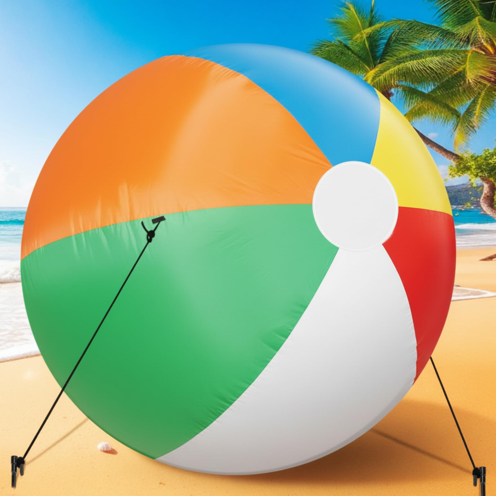 Photo 1 of Hollowfly 6ft Giant Inflatable Beach Ball Large Jumbo Beach Ball Decoration for Summer Sand Party Event Outdoor Indoor Decoration
