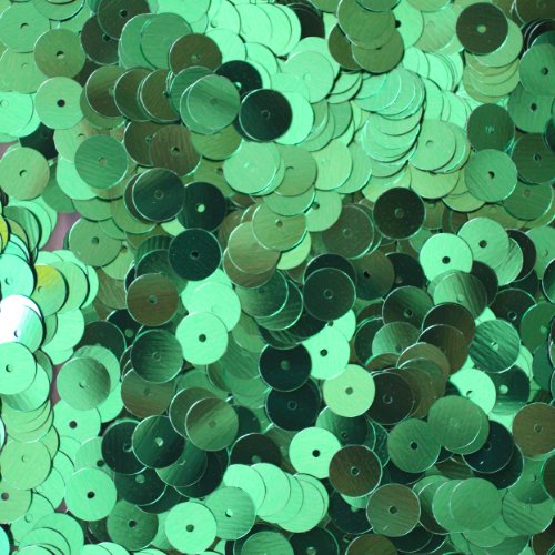 8mm Flat Round SEQUIN PAILLETTES ~ Medium GREEN Metallic ~ Loose sequins for embroidery, bridal, applique, arts, crafts, and embellishment. Made in USA.
