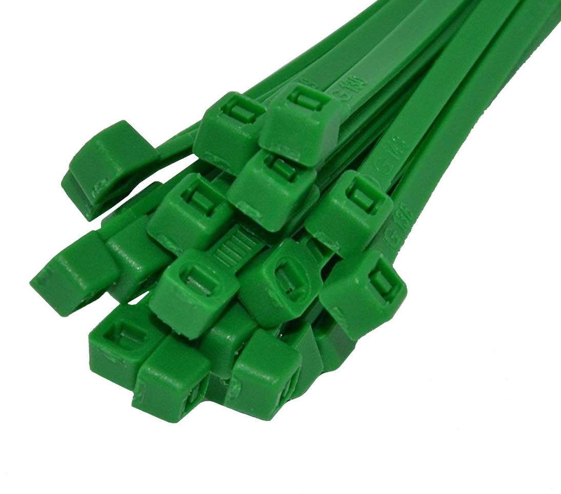 Pack of 100 Cable Ties 3.6 x 140 mm Coloured Polyamide 6.6 Industrial Quality, Green