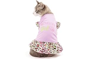 Cute Small Girl Dog Clothes Dogs Dresses for Girls Puppy Dress for Female Small Dogs with Mommy' Girl Leopard Print, Medium
