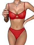 Lilosy Plus Size Curvy Sexy Mesh Sheer Underwire