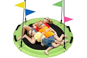 HEYZOO 48 inch Tree Swing, Larger Saucer Flying Swing for Whole Family, 900lbs Weight Capacity, with Adjustable Hanging Straps, for Outdoor Playground, Green
