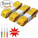 GEOTEL 3pcs 300cm/120 Inch Double-Scale Soft Tape Measuring Body Weight Loss Medical Body Measurement Sewing Tailor Cloth Ruler Dressmaker Flexible Ruler Tape Measure with 3pcs Seam Ripper,HEAVY DUTY