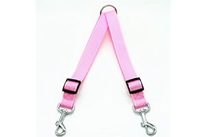 SHUINIBA HTKJ No Tangle Dog Leash Coupler, Dual Double Dog Adjustable Splitter Lead for Two Dogs Durable Walker and Trainer Leash 1 X 16-23 Inches - Pink