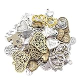 LAOZHOU 100 Gram Mixed Antique Metal Alloy Heart-shaped Pendant Charms Bracelet Necklace Earrings Crafting DIY Jewelry Making Accessory(Heart-shaped)
