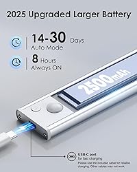 5-Pack Under Cabinet Lighting, Upgraded 2500mAh