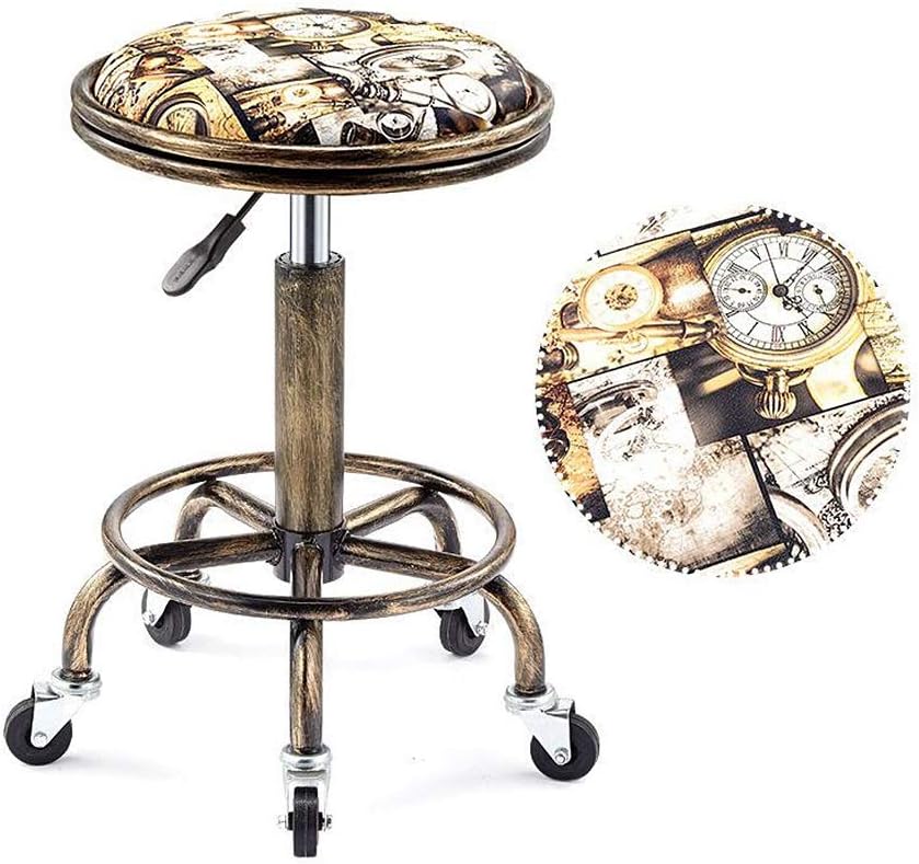 Gao Round Chair Caster Swivel Chair Rolling Swivel Salon Stool Chair, Back Support Adjustable Hydraulic 9 Colors for The Office Massage Facial spa Medical Drafting Tattoo Beauty Barber (Color : B)