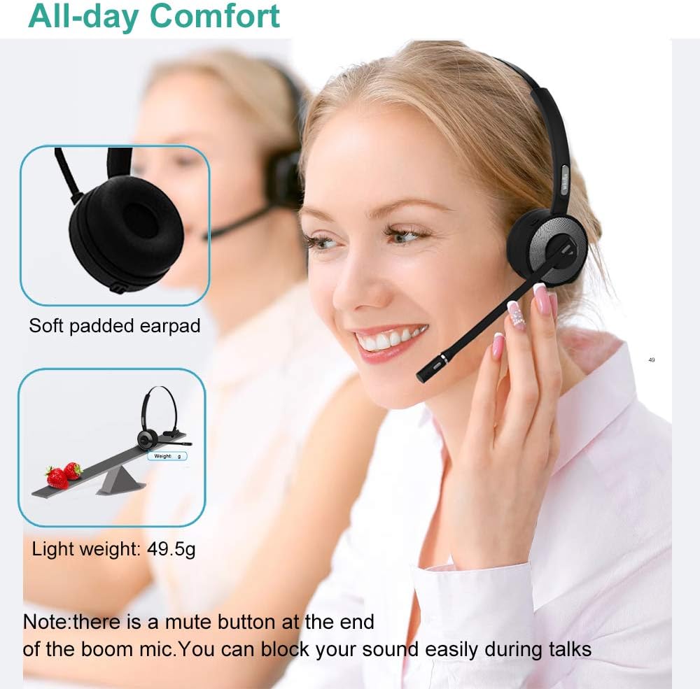 Willful M98 Bluetooth Headset Wireless Headset with Microphone Charging Base Pro Clear Sound for Car Truck Driver Call Center Home Office PC: Electronics
