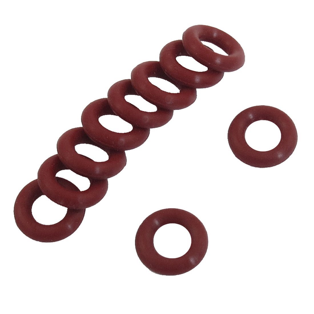 Sourcingmap 10 Pcs Red Rubber 10mm x 2.5mm Oil Seal O Rings Gaskets Washers
