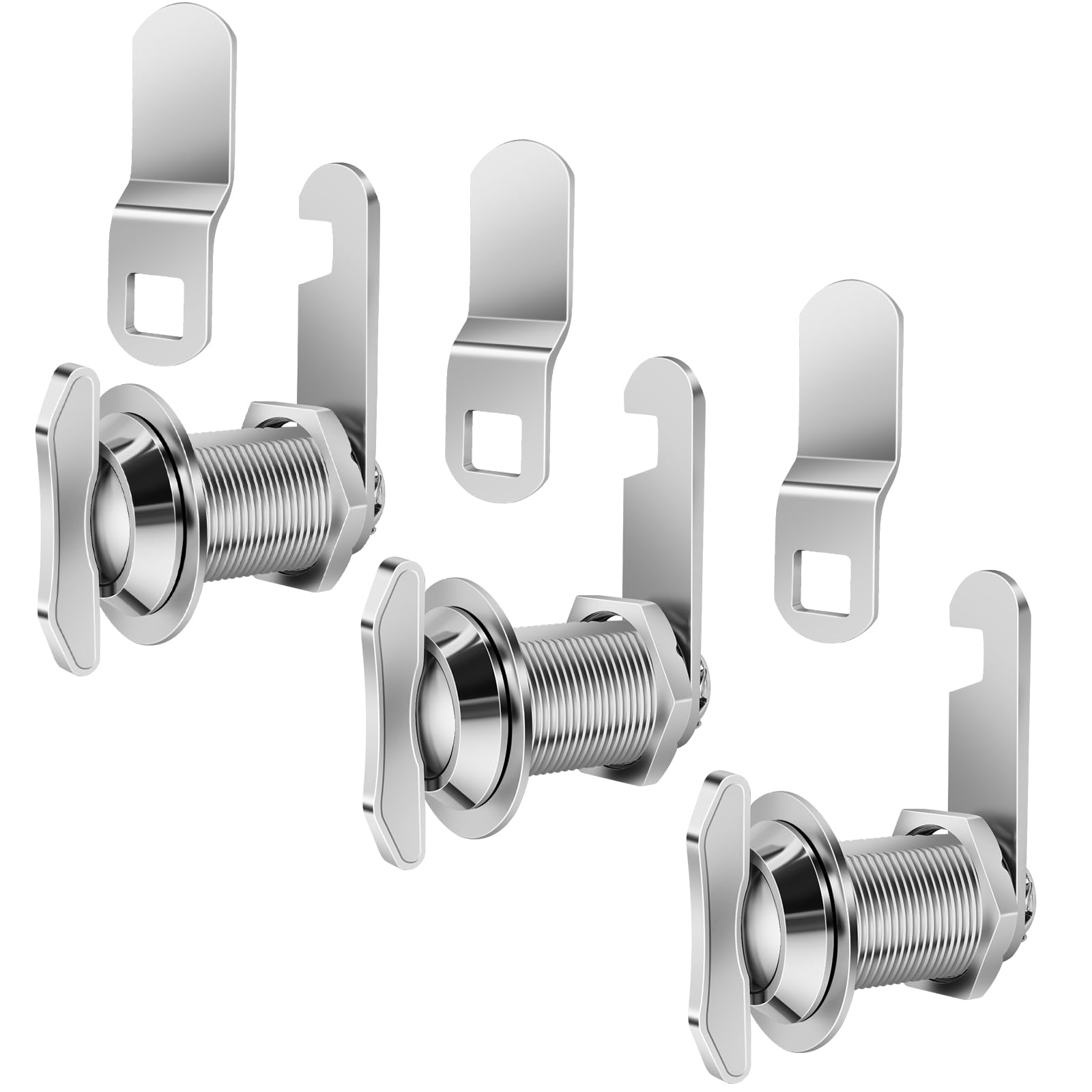 Photo 1 of Thumb Operated Offset Cam Lock, 1" Cylinder Fits on 0.7" Max Door Thickness, Non-Locking Replacement Lock for RV Compartment Camper Storage, Cabinets,Drawers (1 Inch 3Pack) Silver
