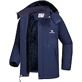CAMEL CROWN Men's Winter Coat Waterproof Ski Jacket Fleece Lined Windproof Raincoat for Snow Outdoor Hiking Mountain