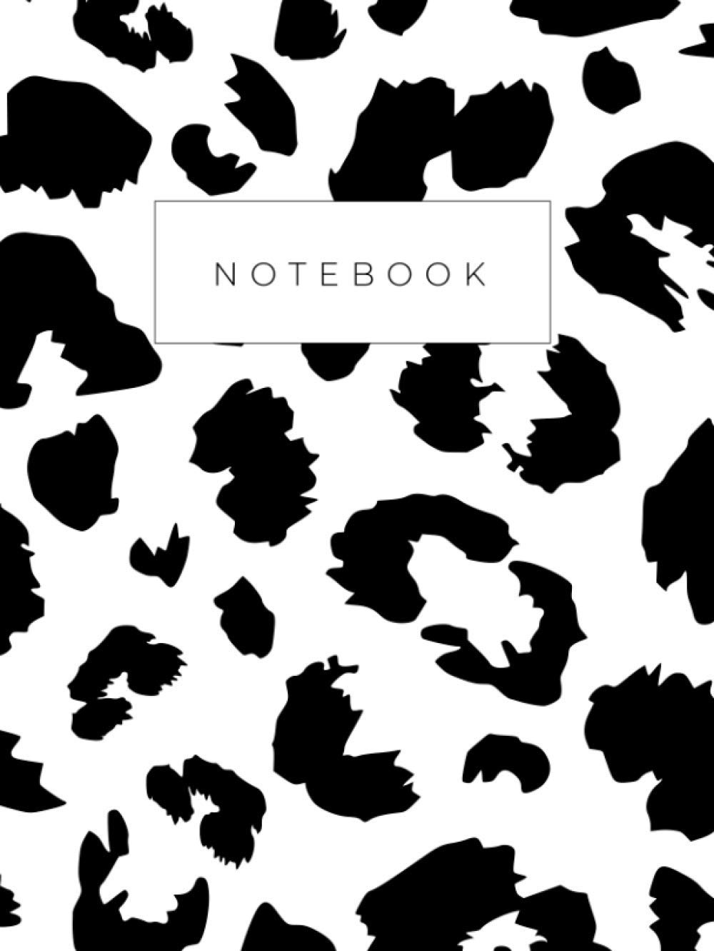 Notebook: Black and white leopard print journal - Animal pattern notebook to write in - 100 pages - Lined