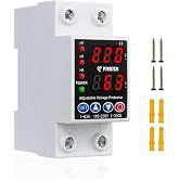 Pjerjzn Adjustable Miniature Circuit Breaker 110/230VAC 2P 1~63Amps Adjustable Current Limit Quick Disconnect Overvoltage Undervoltage Time-delay Protection and Automatic Reset Circuit Breaker (Black)
