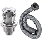 Drain Plug Basket Strainer Stainless Steel Sink Plug Kit, Hair Salon Shampoo Basin Drain Plug kit, Fast Drainage Sink Plug with Hair Catcher Accessories for Shampoo Bed, kitchen, Sturdy and Durable