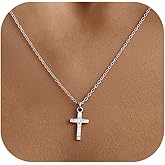 MILACOLATO Solid 925 Sterling Silver Cross Necklace for Women, Dainty 14K Gold Plated Small Cross Pendant Necklace, Non Tarnish Christian Baptism Religious Faith Gift
