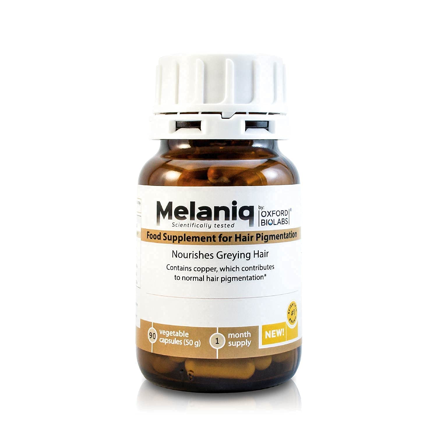 Melaniq Hair Pigmentation Supplement - Anti Gray Hair Tablets for Men Women - Premature Grey Hair Treatment Vitamins - Melanin Support Anti-Ageing Naturally-Based Vegetarian Capsules, 1 Month Supply