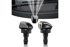 YONWAIT 2 PCS Front Windshield Washer Nozzle, Double-hole Straight Column Water Spray Nozzle, Car Wiper Washer Nozzle, Fit for Most Vehicles (Black)