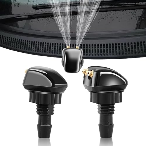 2PCS Front Windshield Washer Nozzles - Replacement Sprayer Nozzle Kit For Ford, Honda, Chrysler, Subaru, BMW & More - Copper & ABS Material
