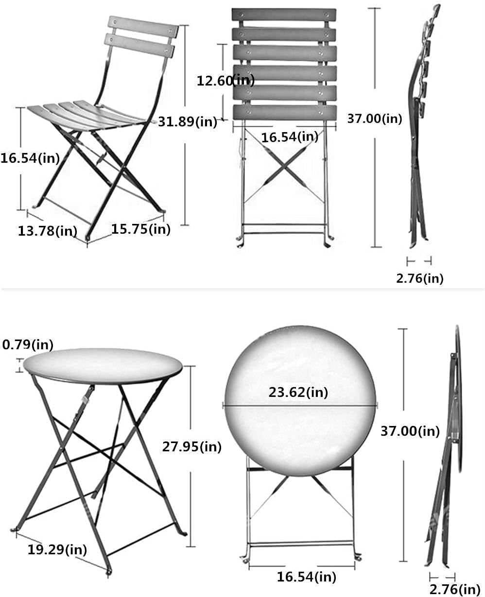 Grand patio Premium Steel Patio Bistro Set, Folding Outdoor Patio Furniture Sets, 3 Piece Patio Set of Foldable Patio Table and Chairs, White : Garden & Outdoor