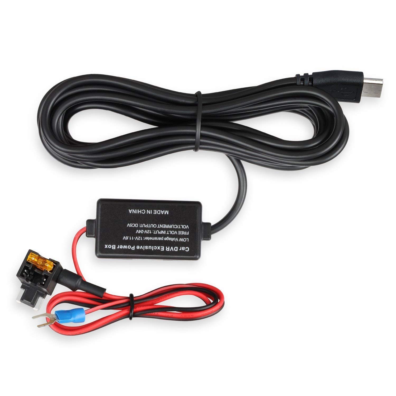 AUTO-VOX Car Dash Cam Hardwire Kit with Low Profile mini Fuse Adapter Car Circuit Fuse Holder Compatible with D6 Pro/D7/Mini 0806 Car Video Recorder dash camera All Other Micro USB Port Device-12.74ft