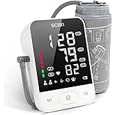 Scian Blood Pressure Monitors for Home Use, Automatic Blood Pressure Cuff Arm Digital BP Machine with Large LED Backlit Display, Voice Broadcasting, 2 Users 200 Memory (Black)