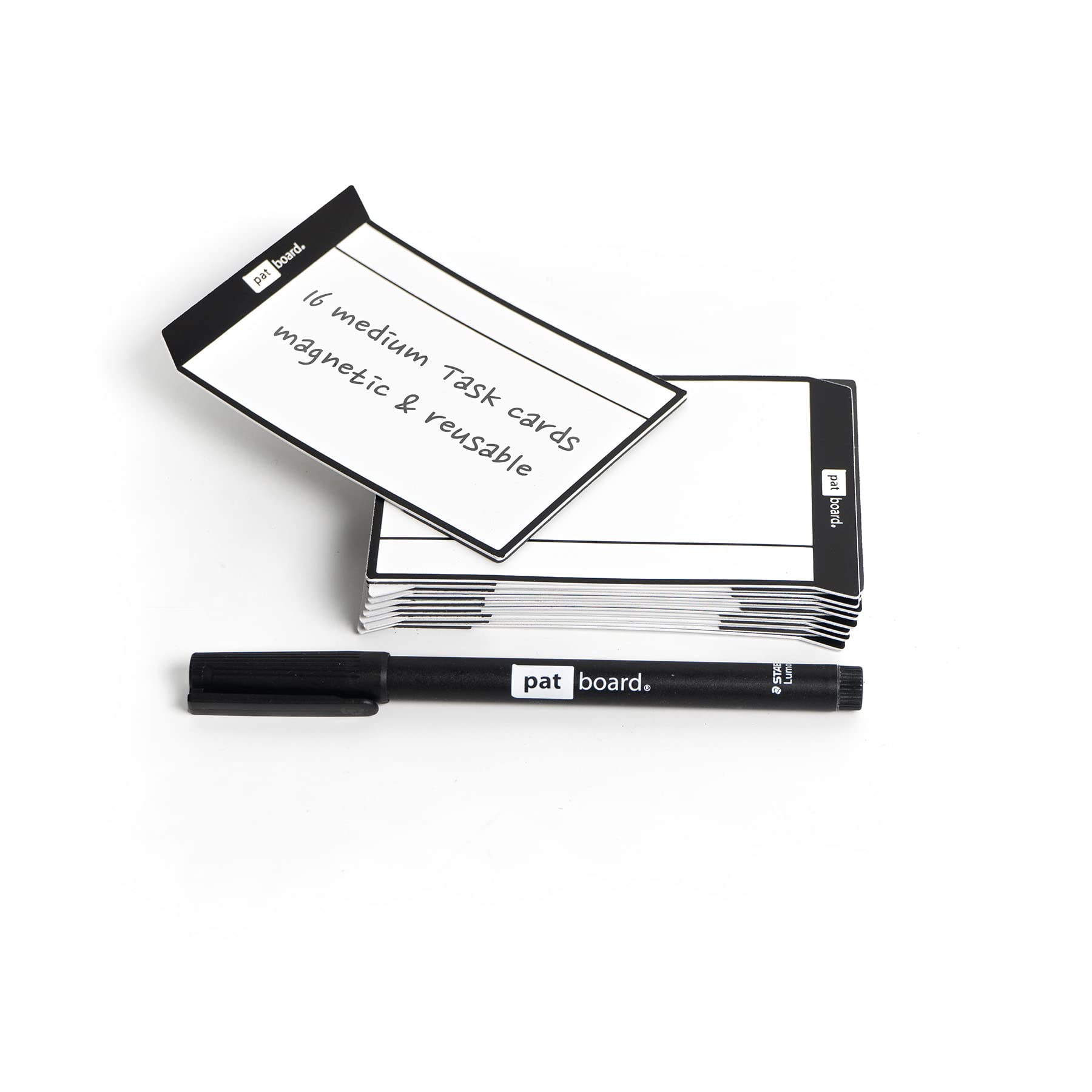 PATboard Scrum Board and Kanban Board TASKcards - Set of 16 Magnetic Cards - Black โ image 1