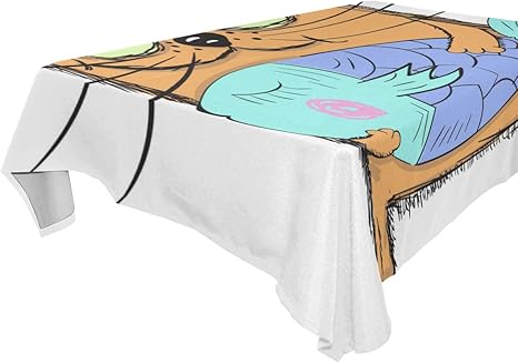 Amazon Co Jp Kimdface テーブルクロス 手描きイラスト幸せな脂肪猫 装飾 テーブルカバー 耐久 耐熱 テーブルマット 四季通用 雰囲気が一気に変わる 130x2cm Home Kitchen